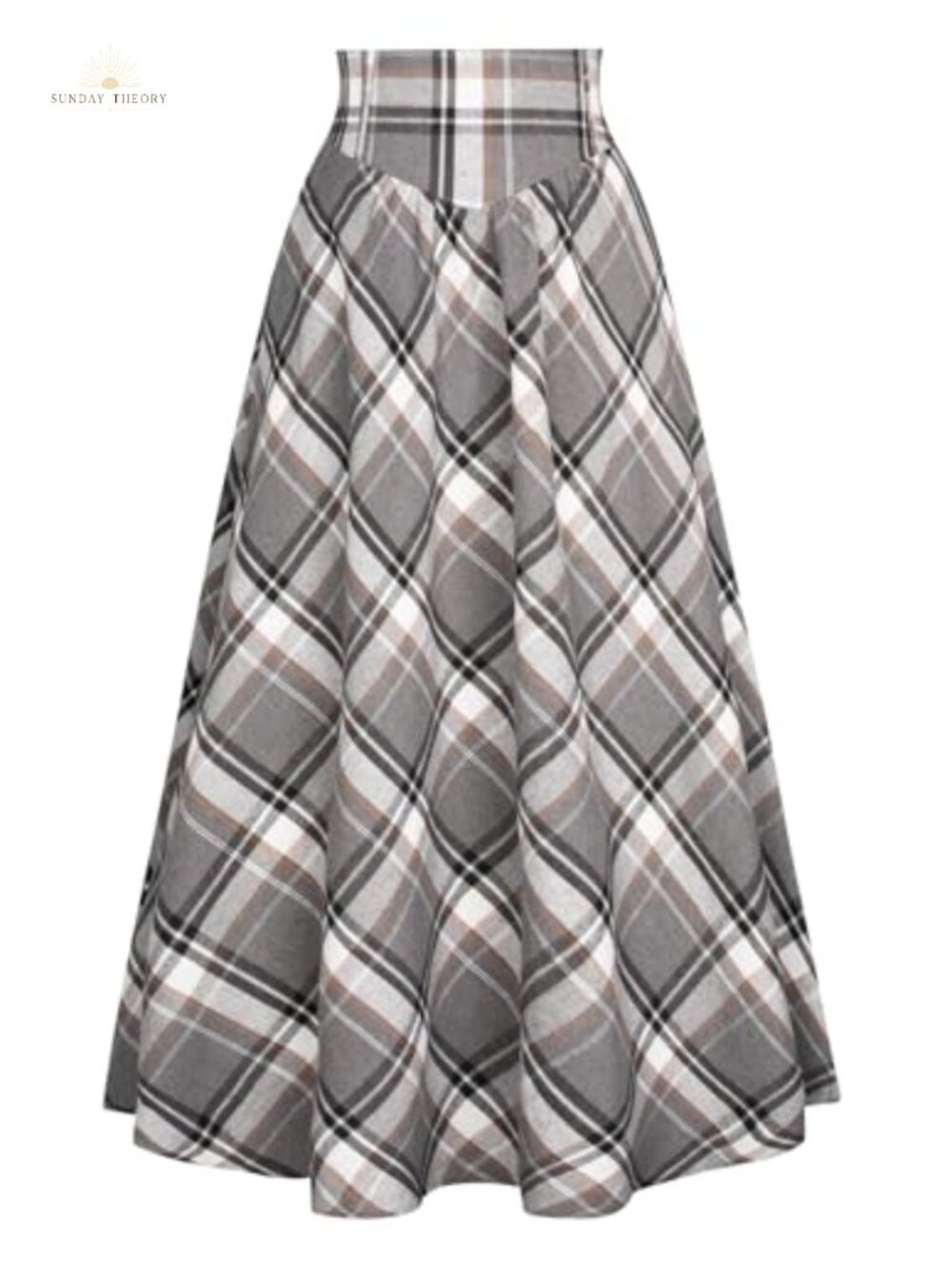 Plaid Maxi Skirt High Waist A-Line Renaissance Cottagecore